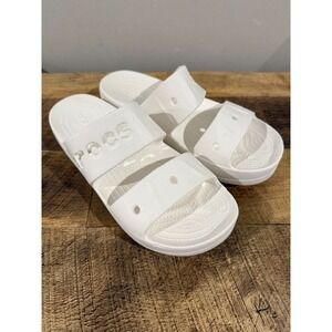 Crocs Baya Platform Sandals Women Sz 9 White Comfort Double Strap Slide Casual